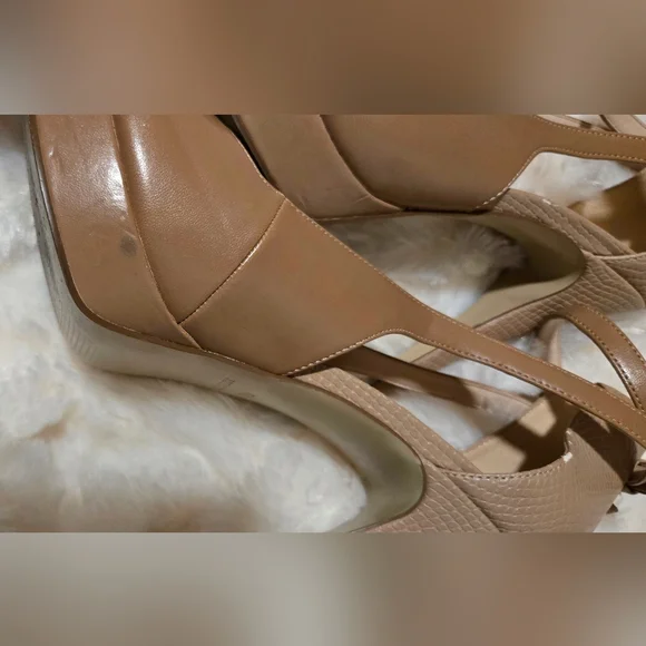 Nine West Nude-Tan Platform Heels - Picture 10 of 12